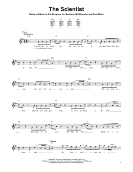 page one of The Scientist (Easy Guitar)