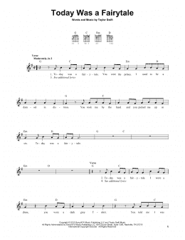 page one of Today Was A Fairytale (Easy Guitar)