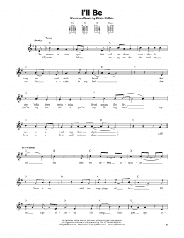 page one of I'll Be (Easy Guitar)