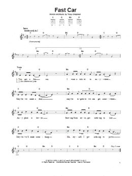 page one of Fast Car (Easy Guitar)