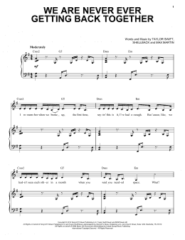 page one of We Are Never Ever Getting Back Together (Piano & Vocal)