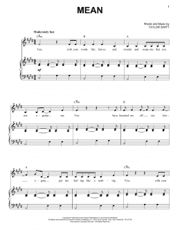 page one of Mean (Piano & Vocal)