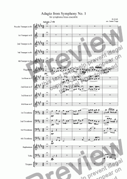 page one of Adagio from Symphony No. 1 (for symphonic brass ensemble)