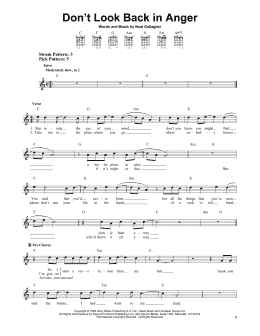 page one of Don't Look Back In Anger (Easy Guitar)
