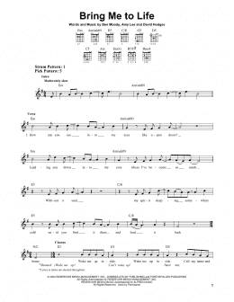 page one of Bring Me To Life (Easy Guitar)