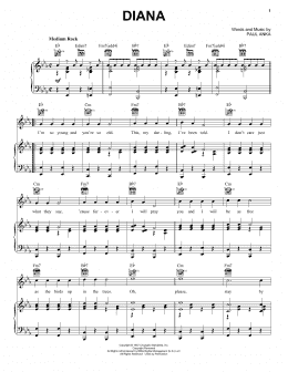 page one of Diana (Piano, Vocal & Guitar Chords (Right-Hand Melody))