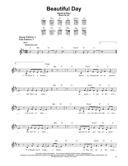 page one of Beautiful Day (Easy Guitar)