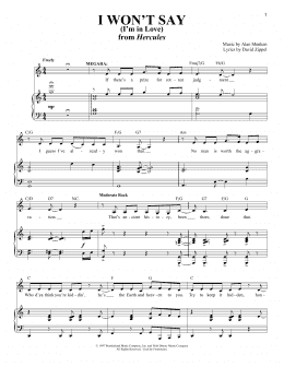 page one of I Won't Say (I'm In Love) (from Hercules) (Piano & Vocal)