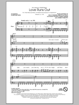 page one of Love Runs Out (SAB Choir)