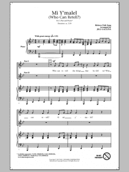 page one of Mi Y'malel (Who Can Retell?) (2-Part Choir)