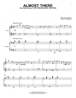 page one of Almost There (Piano Duet)