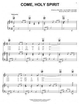 page one of Come, Holy Spirit (Piano, Vocal & Guitar Chords (Right-Hand Melody))