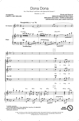 page one of Dona Dona (arr. Cristi Cary Miller) (3-Part Mixed Choir)