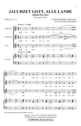 page one of Jauchzet Gott, Alle Lande (SSA Choir)