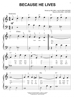 page one of Because He Lives (Big Note Piano)