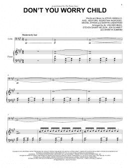 page one of Don't You Worry Child (Cello and Piano)