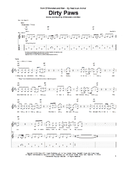 page one of Dirty Paws (Guitar Tab)