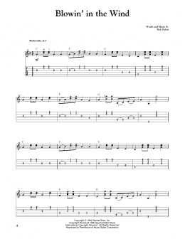 page one of Blowin' In The Wind (Solo Guitar)