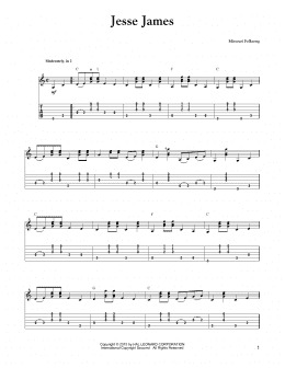 page one of Jesse James (Solo Guitar)