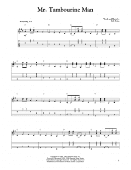page one of Mr. Tambourine Man (Solo Guitar)