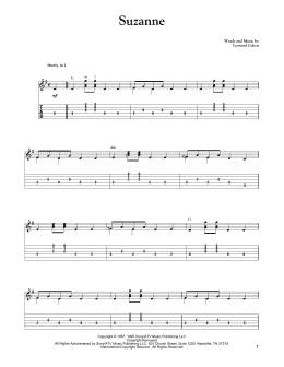 page one of Suzanne (Solo Guitar Tab)
