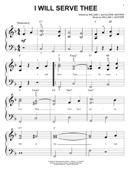 page one of I Will Serve Thee (Big Note Piano)