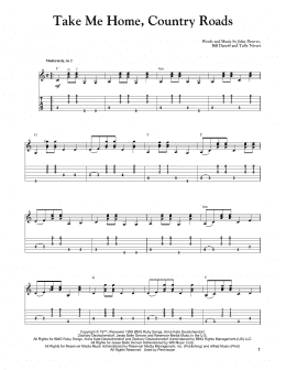 page one of Take Me Home, Country Roads (Solo Guitar)