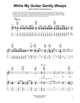page one of While My Guitar Gently Weeps (Easy Ukulele Tab)