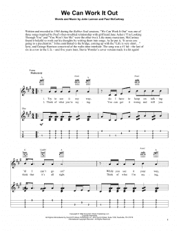 page one of We Can Work It Out (Easy Ukulele Tab)