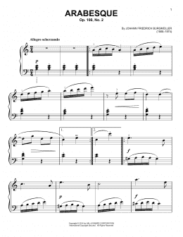 page one of Arabesque, Op. 100, No. 2 (Very Easy Piano)