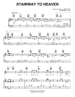 page one of Stairway To Heaven (Piano, Vocal & Guitar Chords (Right-Hand Melody))