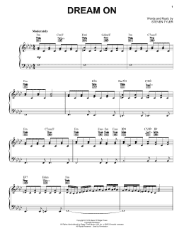 page one of Dream On (Piano, Vocal & Guitar Chords (Right-Hand Melody))