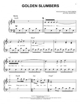 page one of Golden Slumbers (Very Easy Piano)