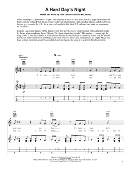 page one of A Hard Day's Night (Easy Ukulele Tab)