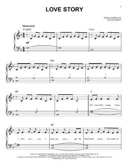 page one of Love Story (Very Easy Piano)