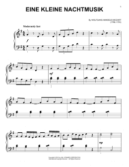 page one of Eine Kleine Nachtmusik (Very Easy Piano)