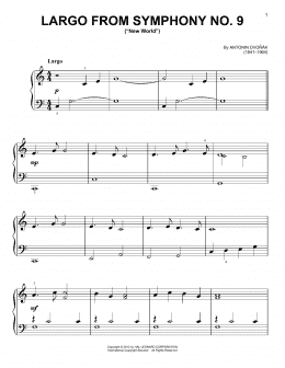 page one of Largo From Symphony No. 9 ("New World") (Very Easy Piano)