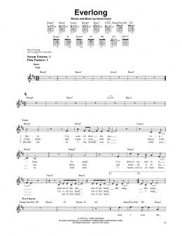 page one of Everlong (Easy Guitar)