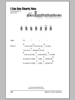 page one of I Can See Clearly Now (Mandolin Chords/Lyrics)