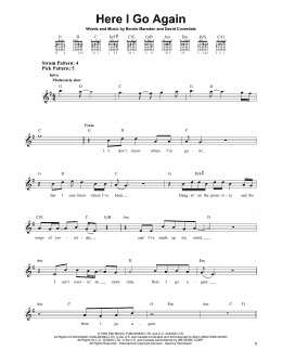 page one of Here I Go Again (Easy Guitar)