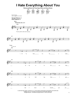 page one of I Hate Everything About You (Easy Guitar)