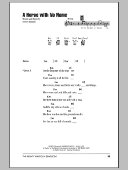 page one of A Horse With No Name (Mandolin Chords/Lyrics)