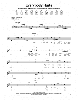 page one of Everybody Hurts (Easy Guitar)