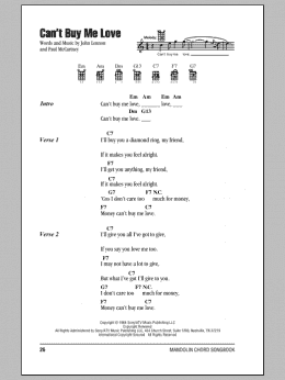 page one of Can't Buy Me Love (Mandolin Chords/Lyrics)