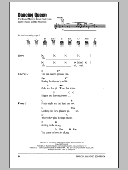 page one of Dancing Queen (Mandolin Chords/Lyrics)
