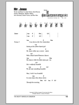page one of Mr. Jones (Mandolin Chords/Lyrics)