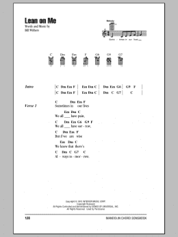 page one of Lean On Me (Mandolin Chords/Lyrics)