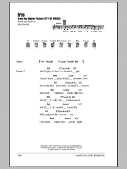page one of Iris (Mandolin Chords/Lyrics)