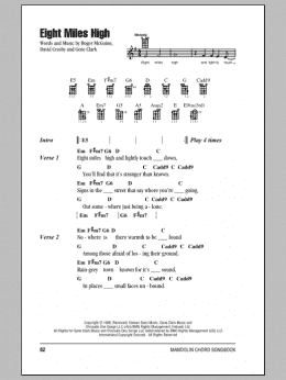 page one of Eight Miles High (Mandolin Chords/Lyrics)
