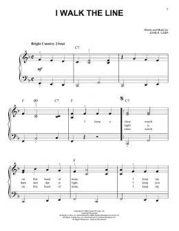 page one of I Walk The Line (Very Easy Piano)